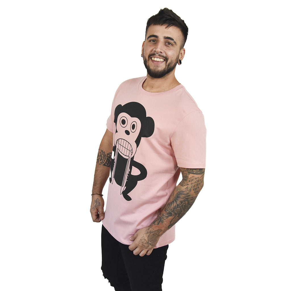 camiseta loco monky logo de NUM wear color rosa algodón orgánico