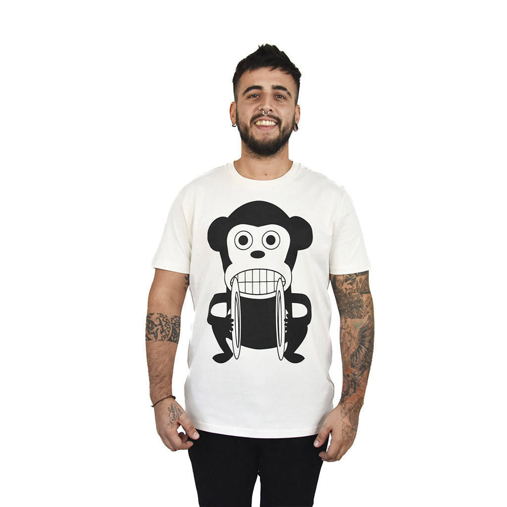 camiseta loco monky logo de NUM wear color blanco vintage de algodón orgánico