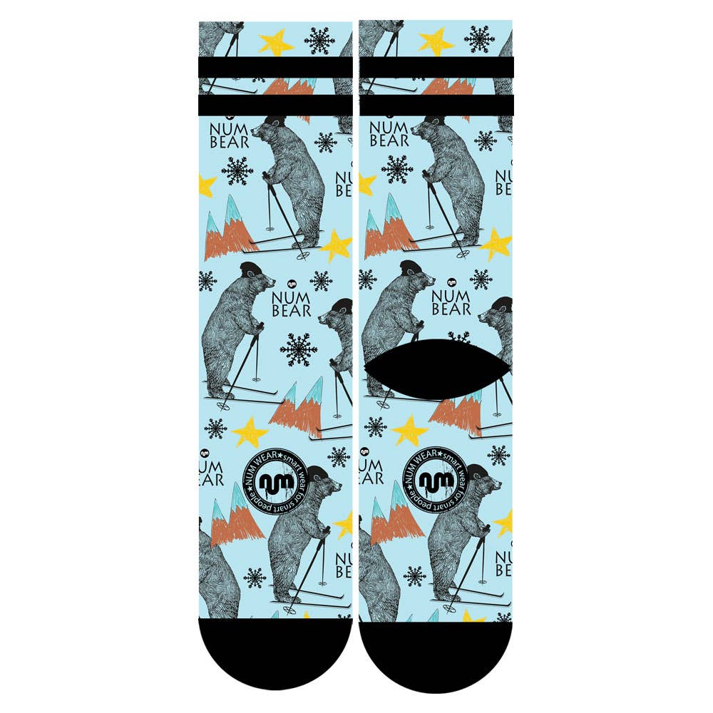 calcetines divertidos de un oso esquiando de num wear