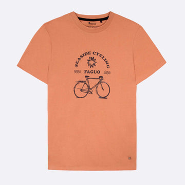 Camiseta de hombre 'Seaside Cycling' con estampado de bicicleta marca Faguo
